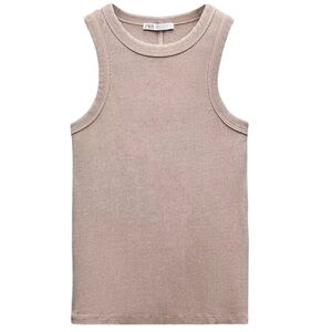 ZARA WASHED EFFECT RIBBED T-SHIRT